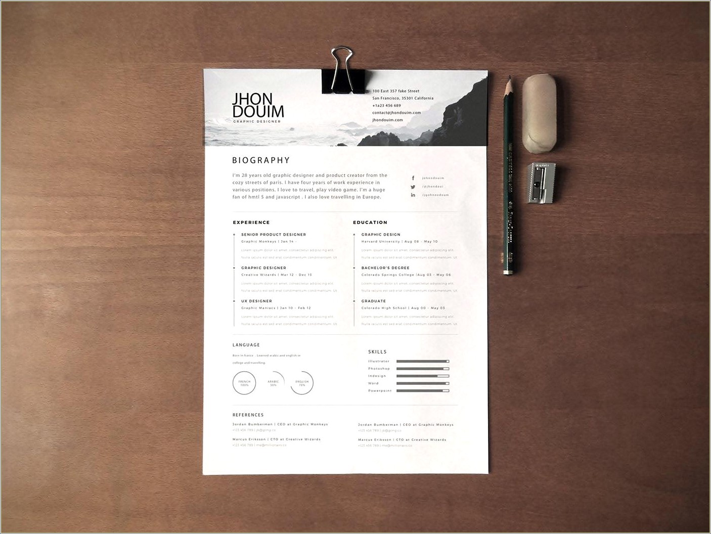 Creative Resume Psd Template Free Download
