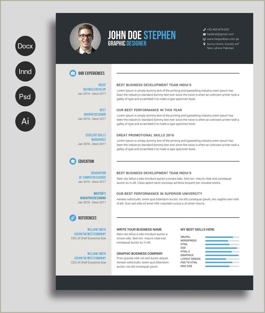Creative Resume Template 2017 Free Download