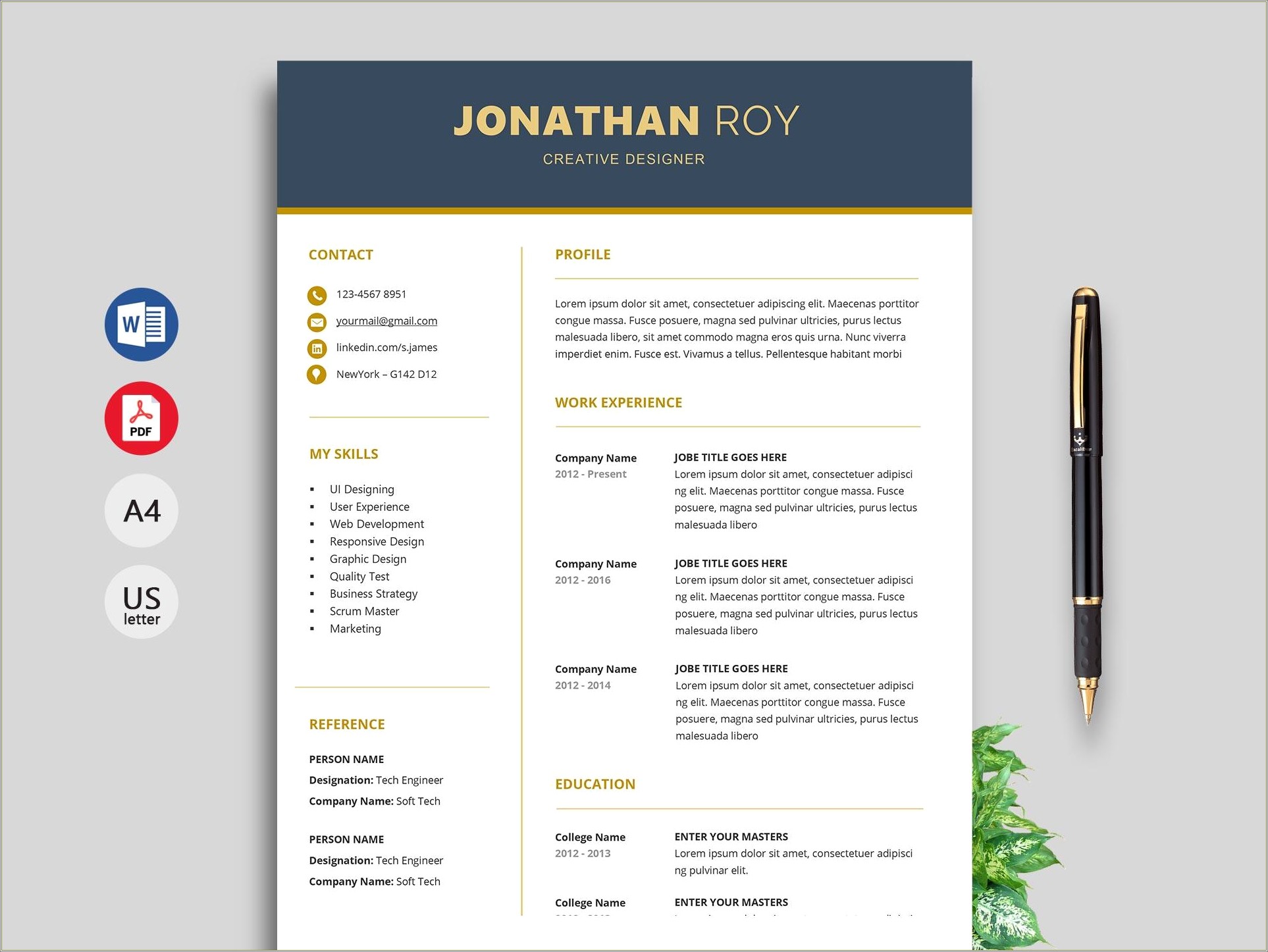 Creative Resume Template Download Free Word