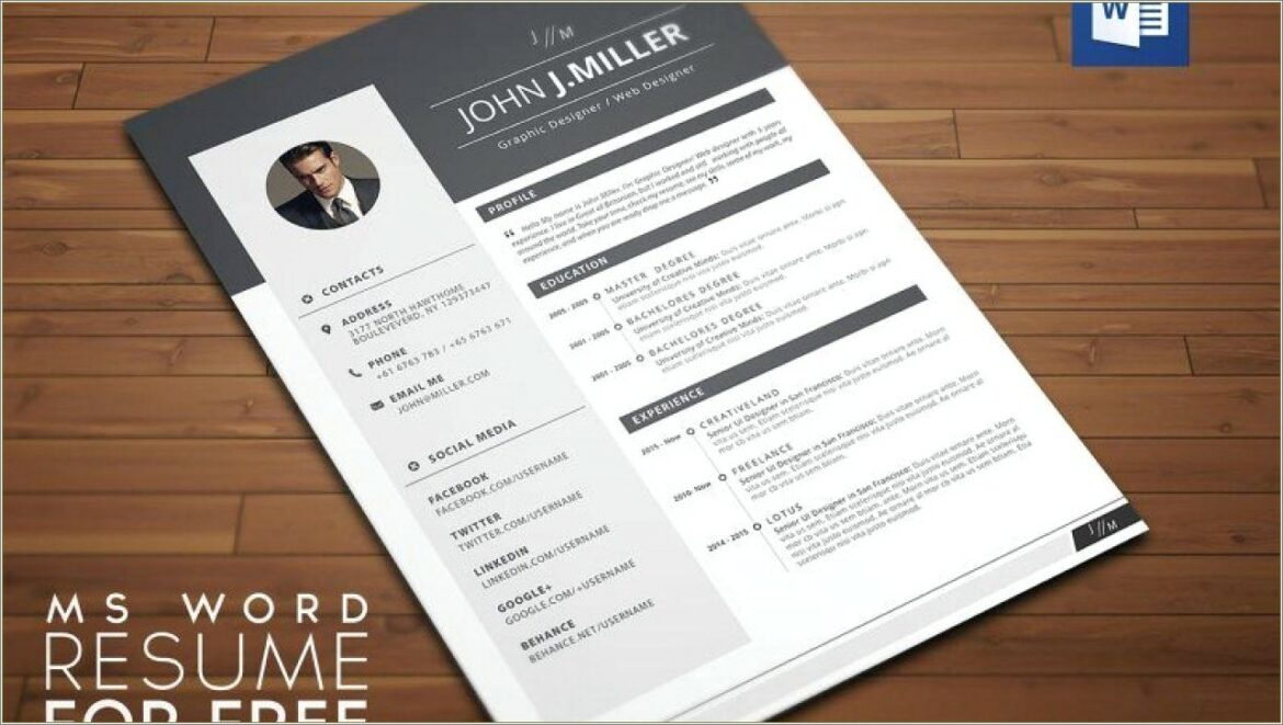 Creative Resume Templates Microsoft Word Free 2017