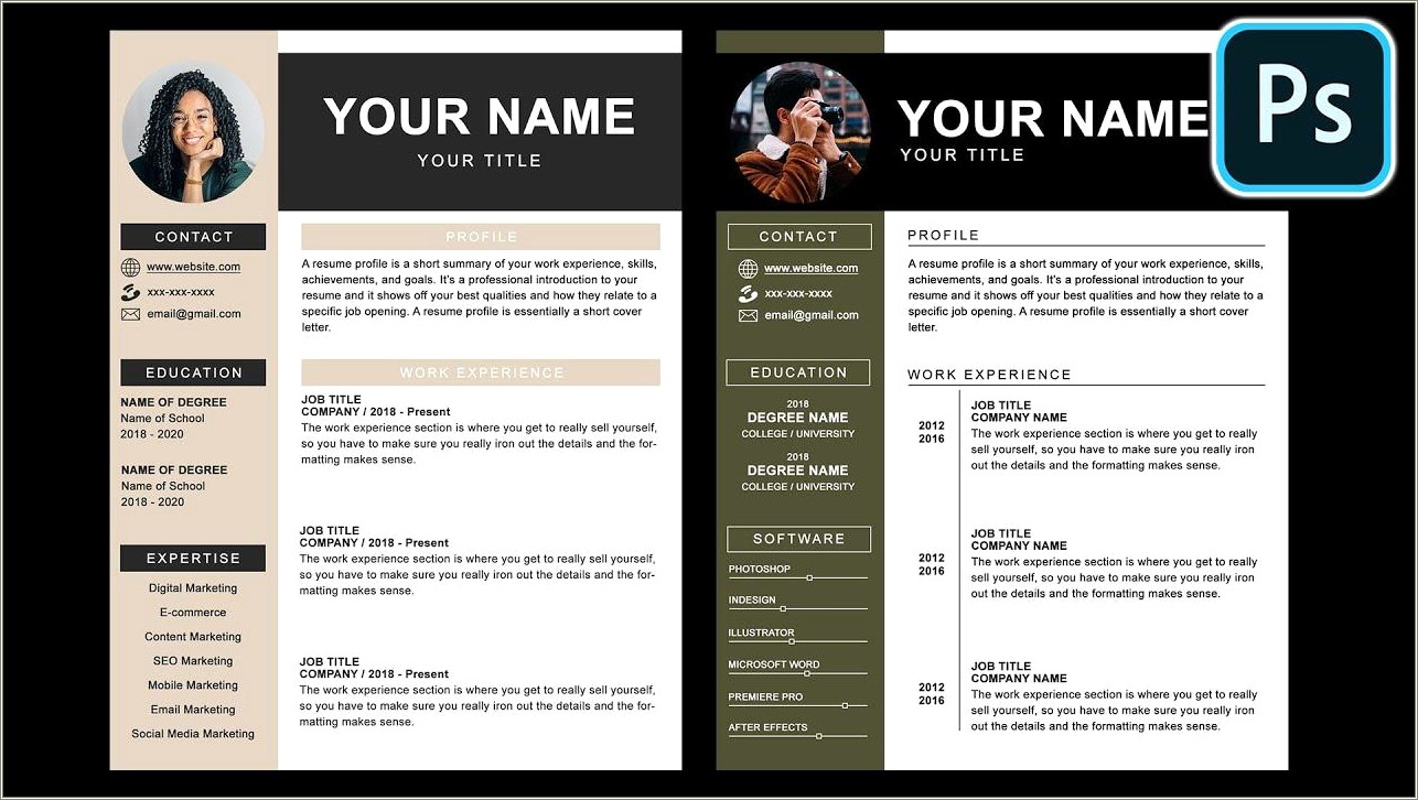Creative Resume Templates Psd Free Download