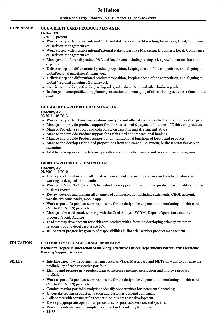 Credit Card Specialist Job Description For Resume