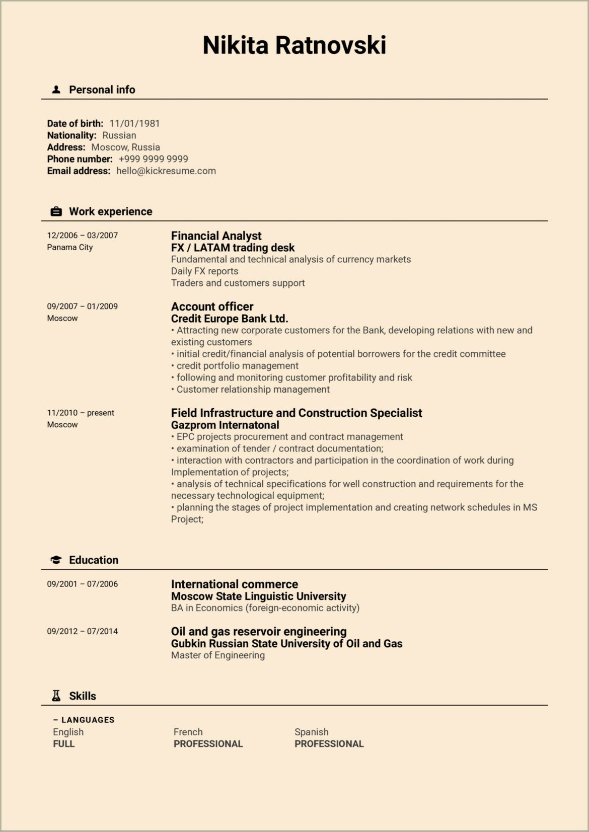 Credit Officer In Bank Resume Sample