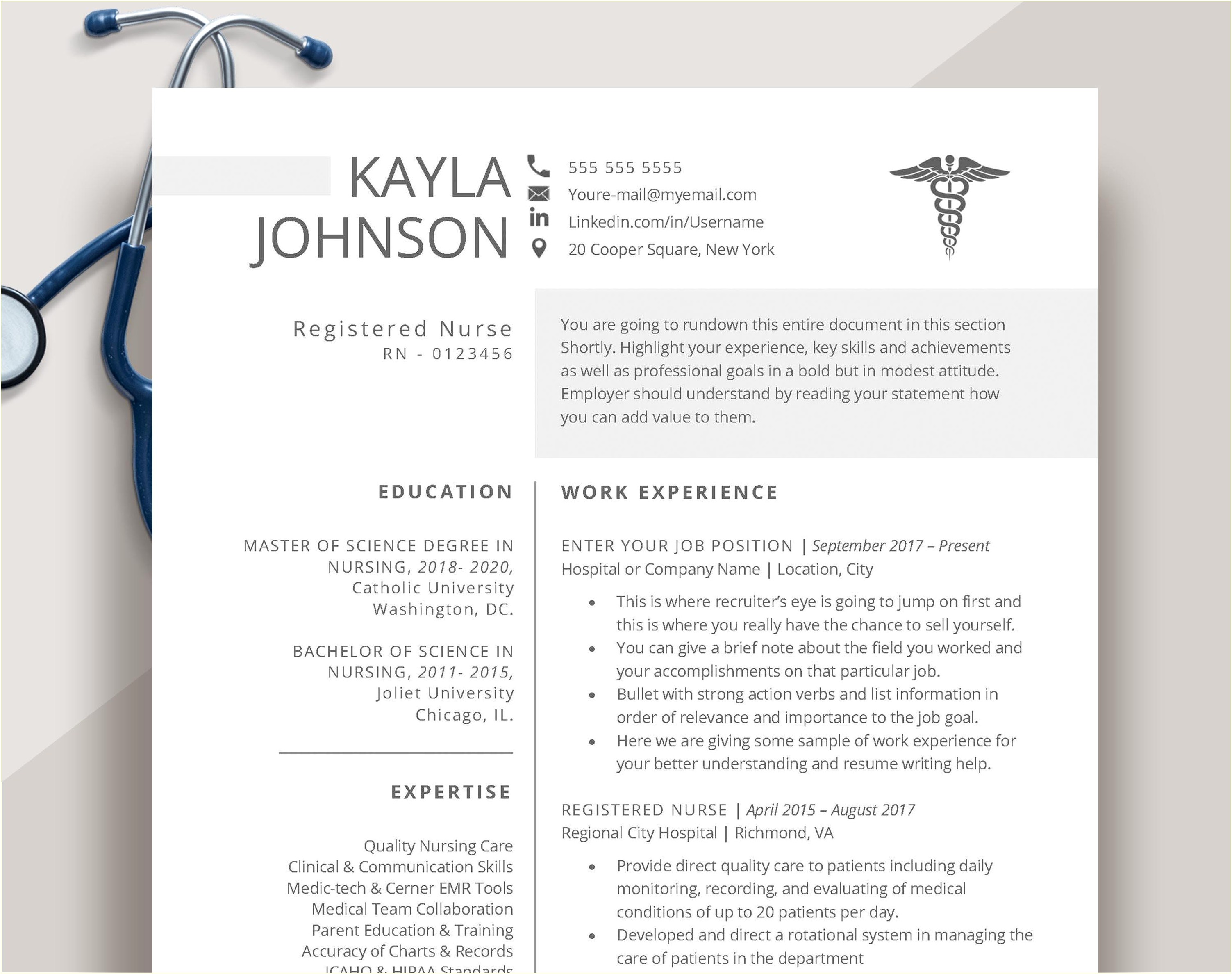 Critical Care Nurse Skills For Resume