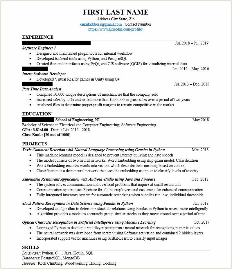 Current Job For 2 Months Resume