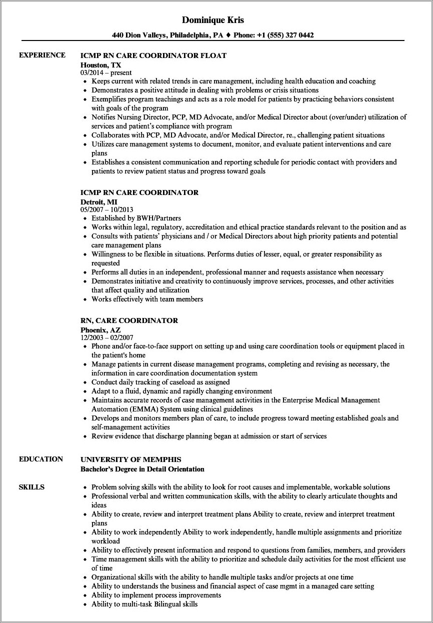 Customer Service Coordinator Job Description Resume