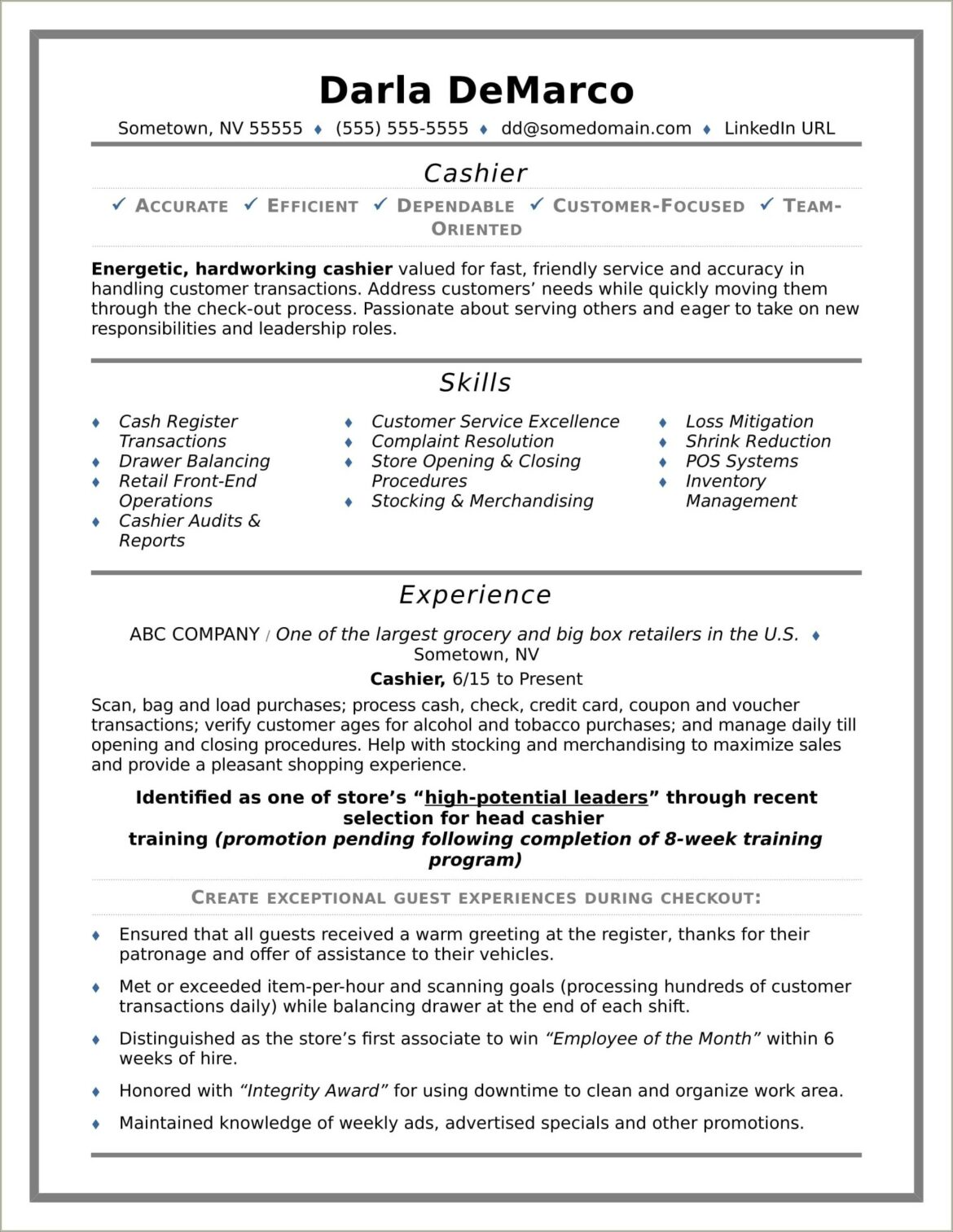 Customer Service Job Description For Resume