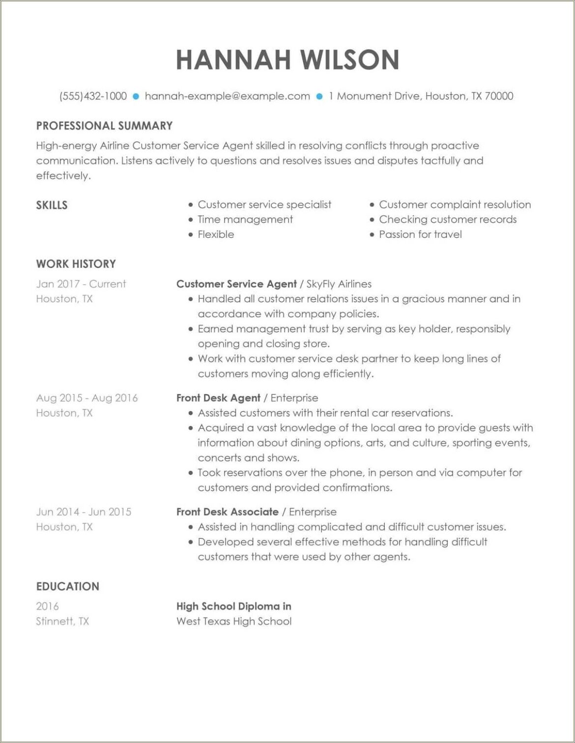 Customer Service Job Description Sample Resume