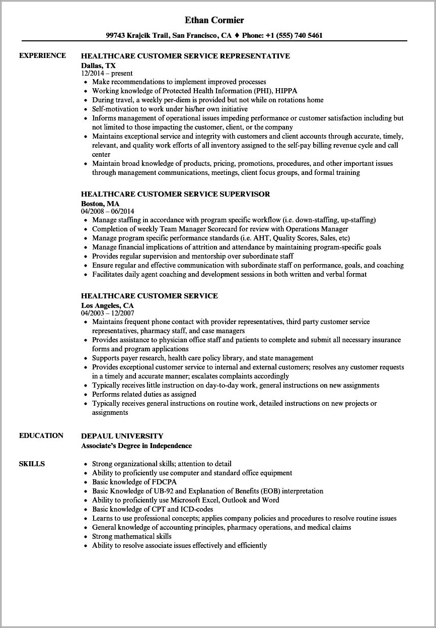 Customer Service Job Skills On Resume