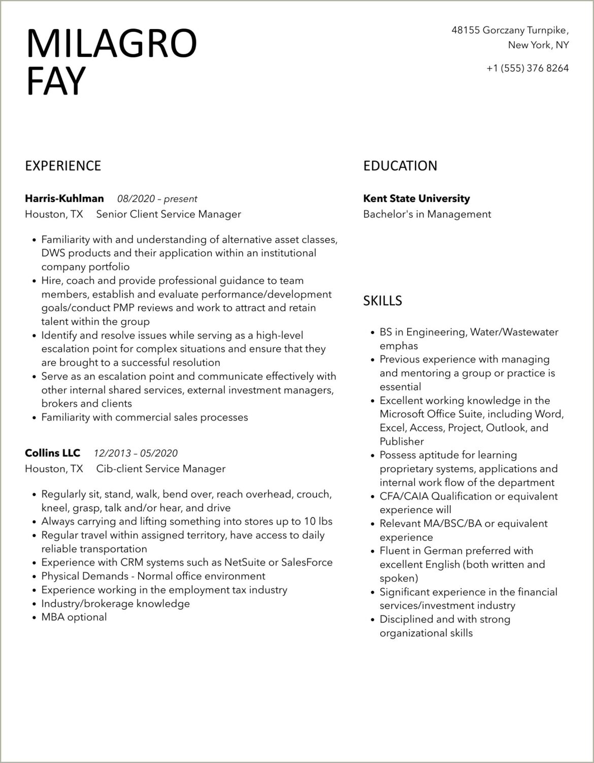 Customer Service Manager Resume Sample Template Client Dayjobdayjob