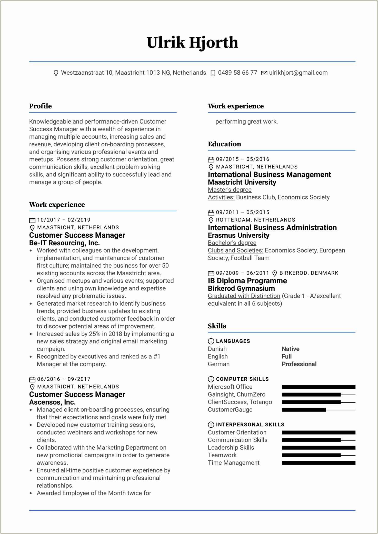 Customer Service Manager Resume Summary Examples