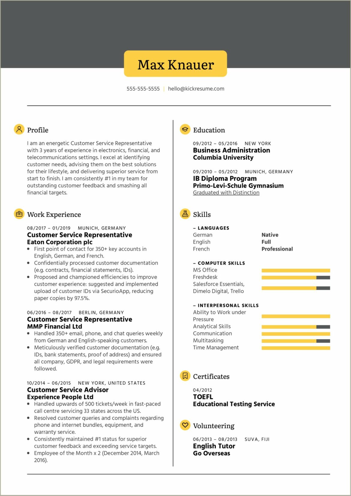 Customer Service Resume Accomplishment Statements Examples