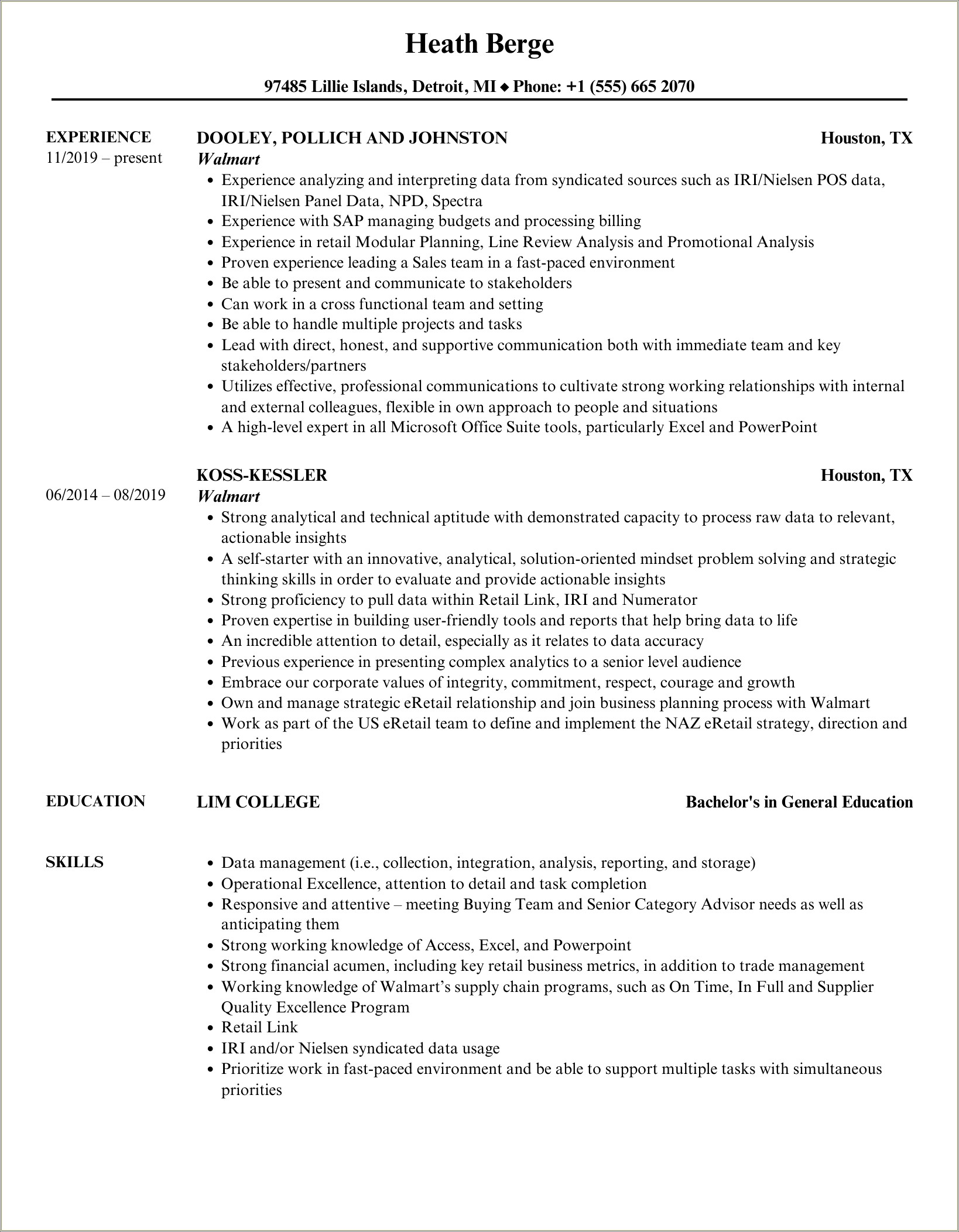 Customer Service Resume Examples For Walmart