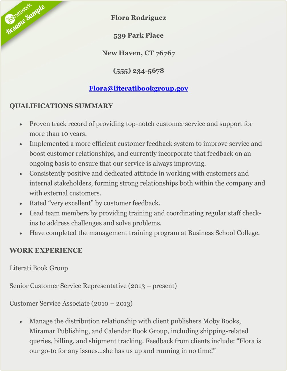 Customer Service Resume Sample No Experience