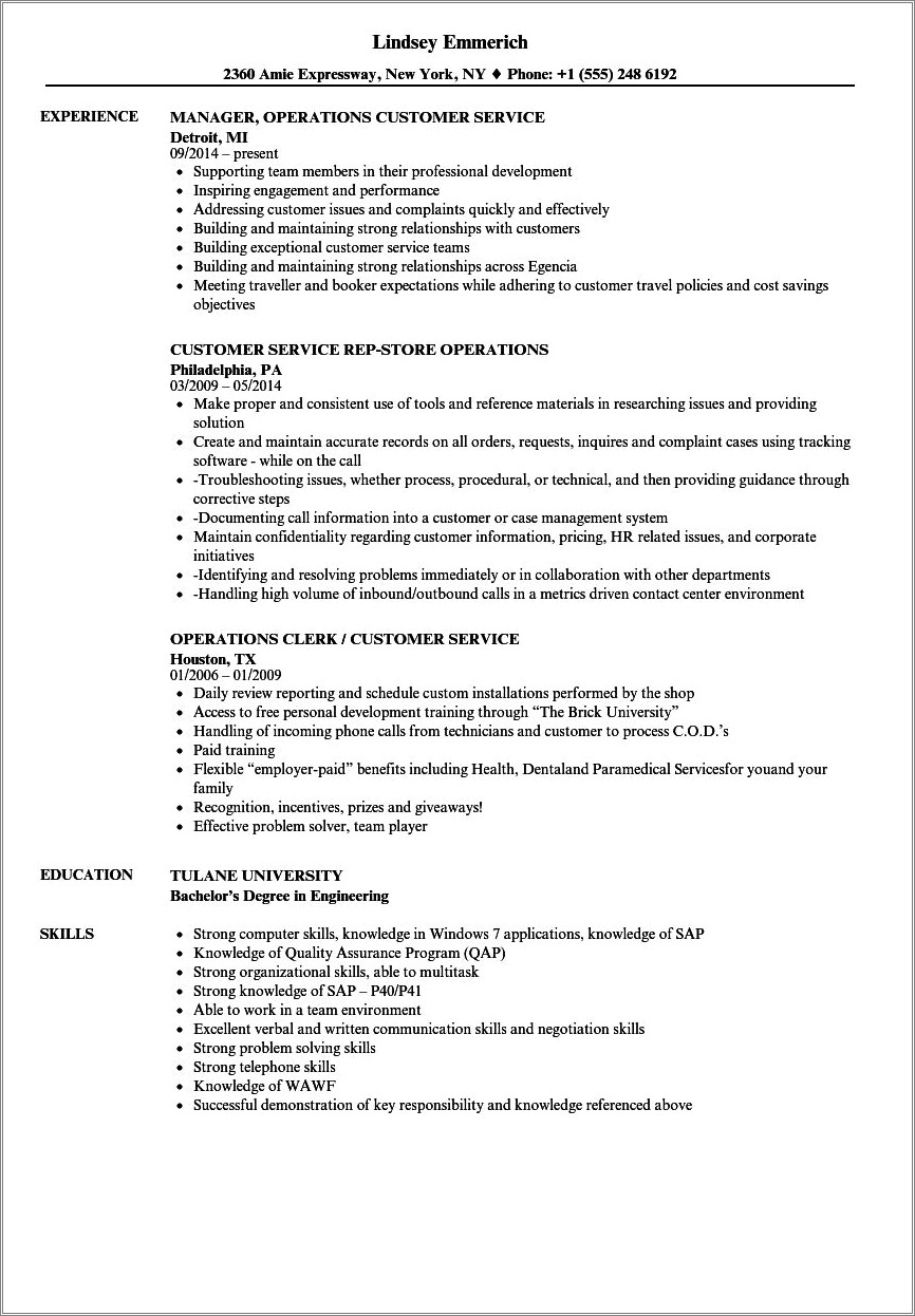 Customer Service Resume Samples And Objectives