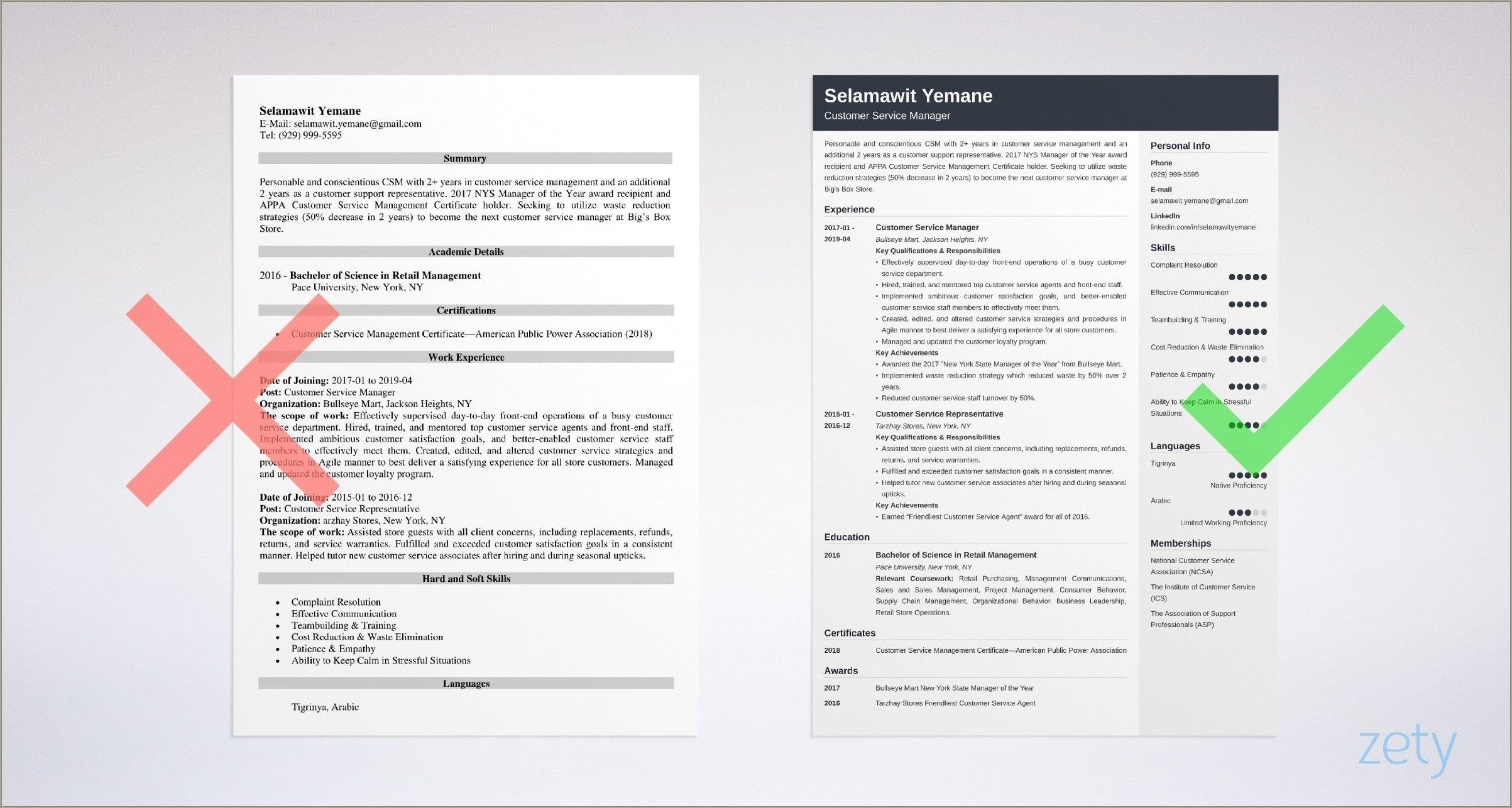 Customer Service Resume Samples Free Pdf