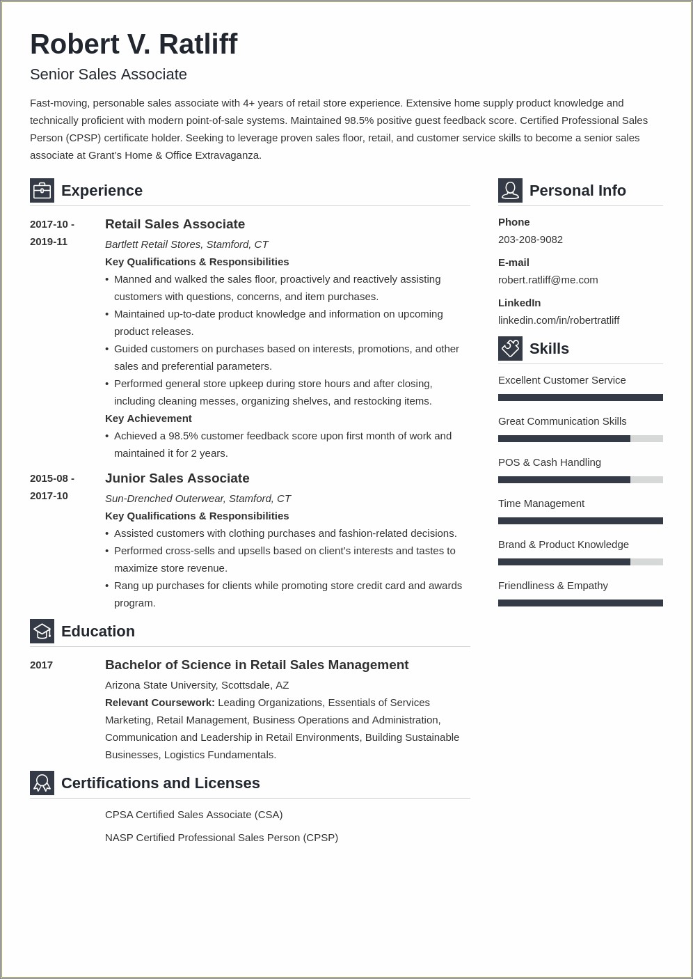 Customer Service Skills Retail Job Description For Resume