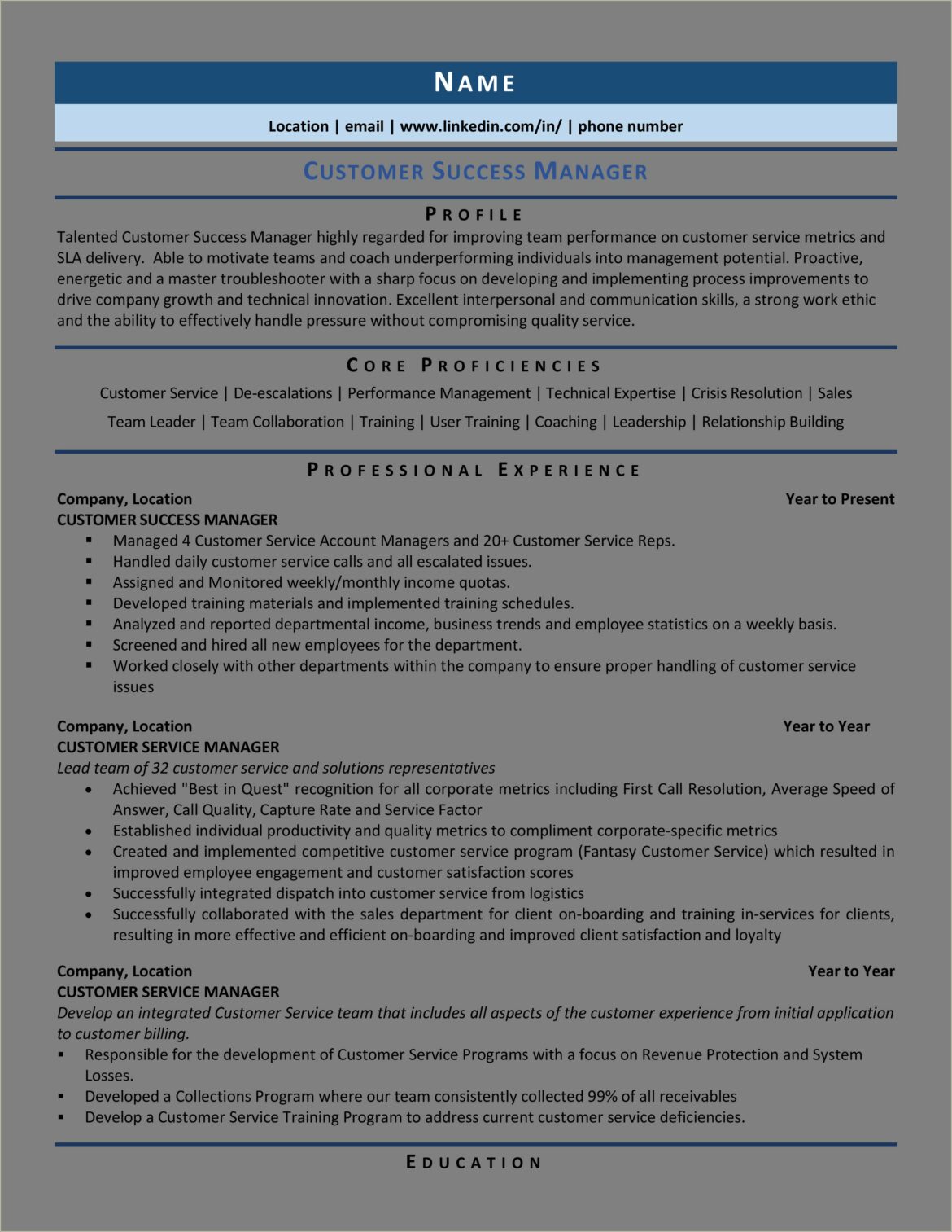 Customer Service Team Leader Resume Samples