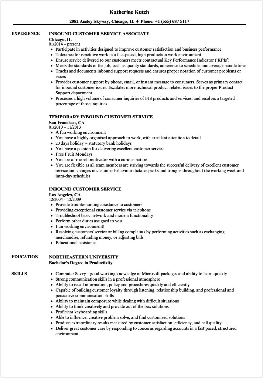 Customer Specialist Job Description For Resume