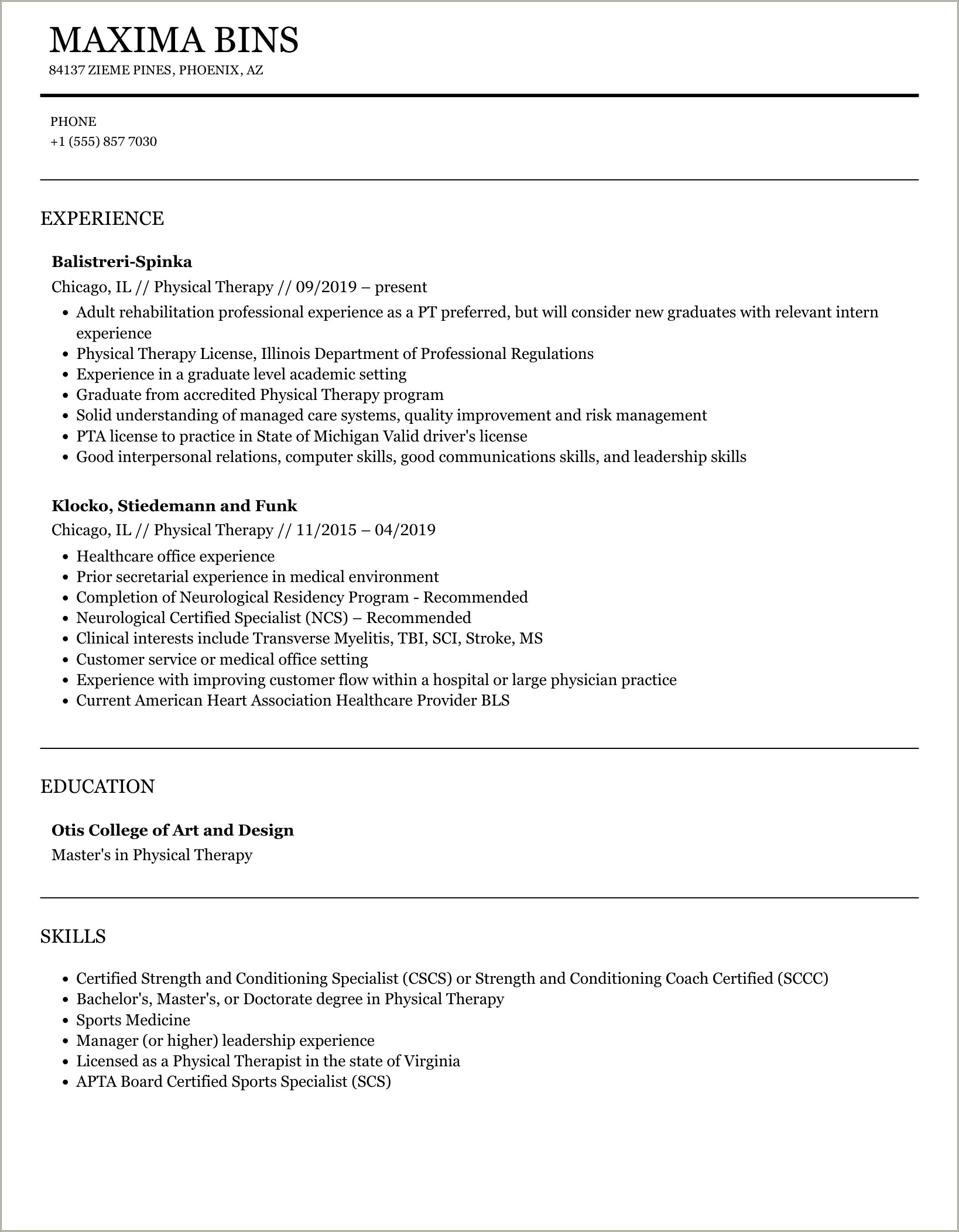 Cv Or Resume For Pt School