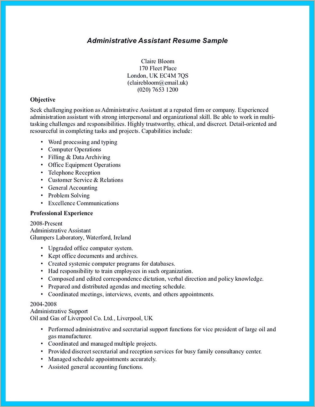 Data Entry Administrative Assistant Resume With Little Experience