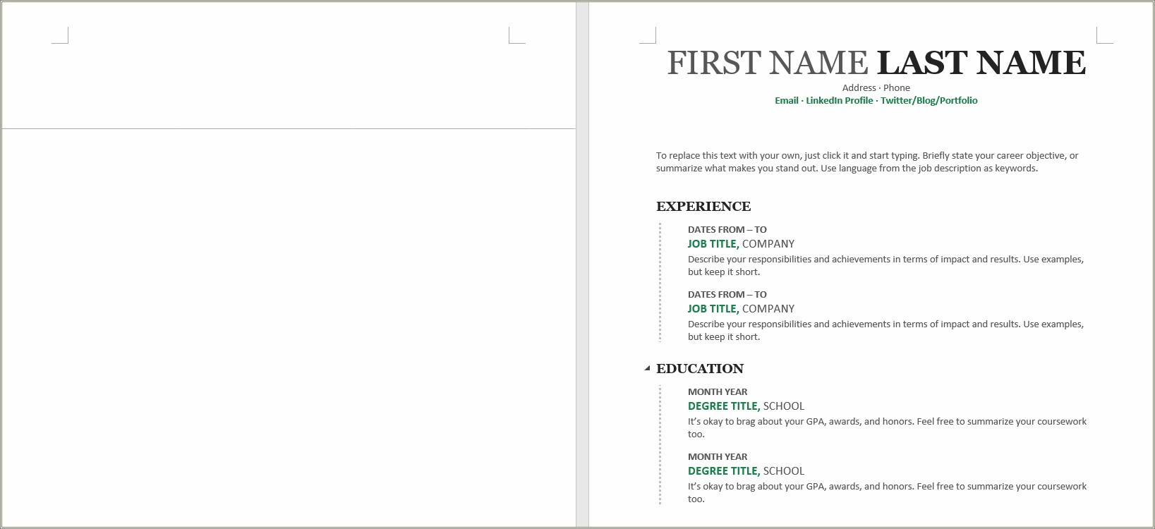 Delete Horizontal Line In Word Chronological Template Resume