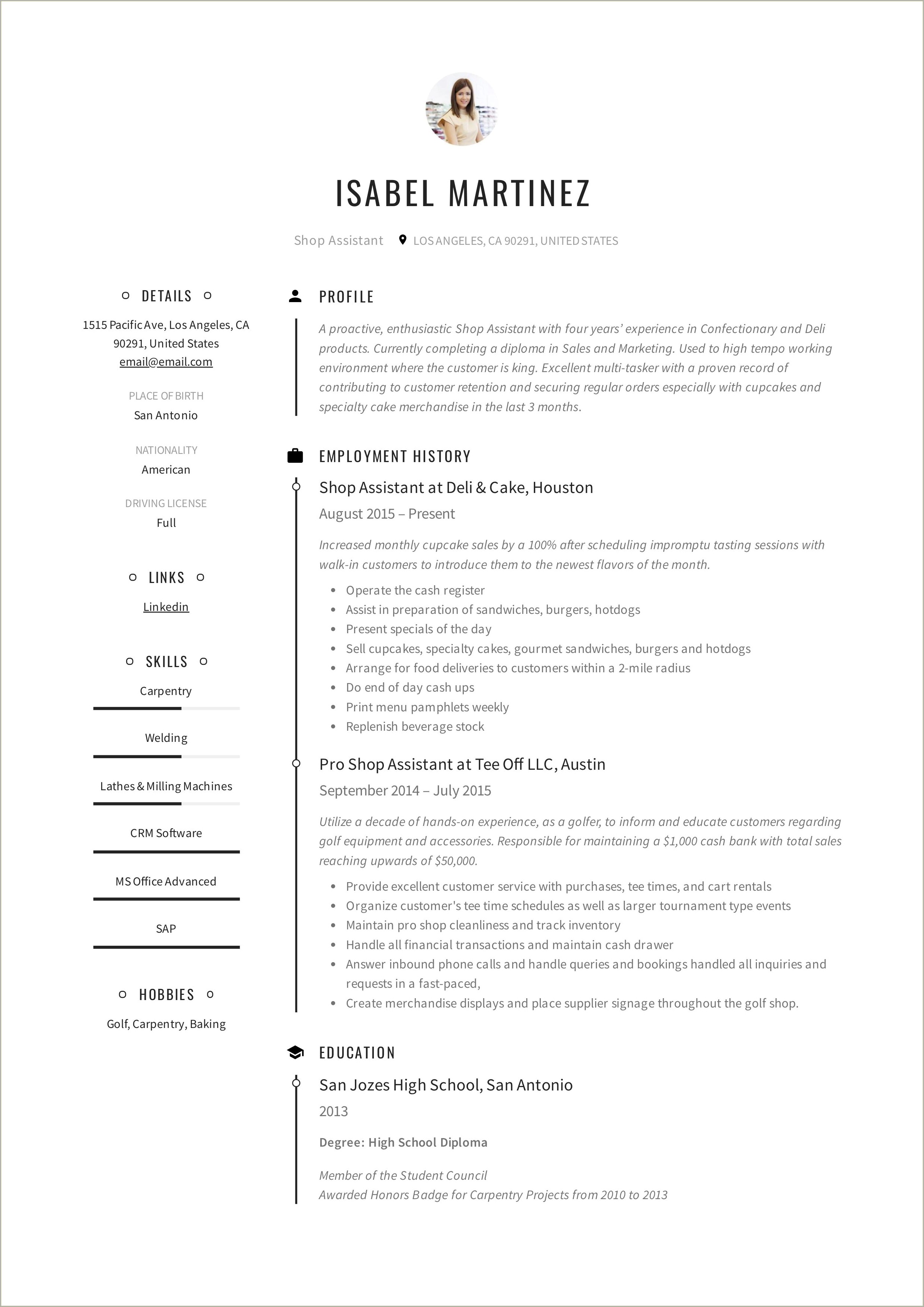 Deli Skills And Abilities For Resume