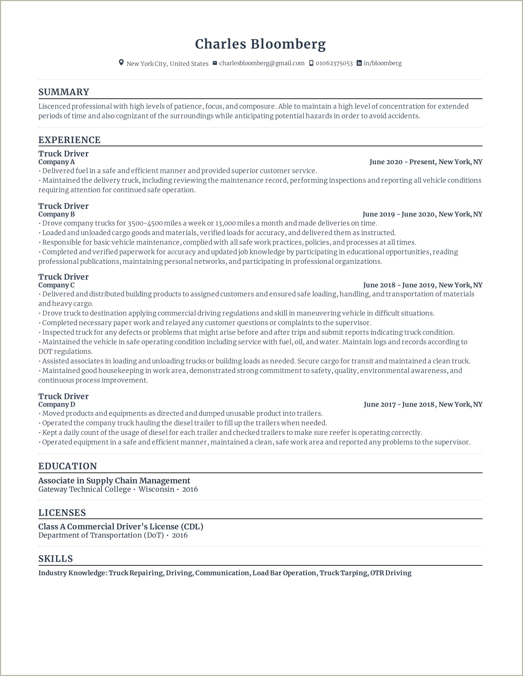 Delivery Driver Associate Job Description Resume