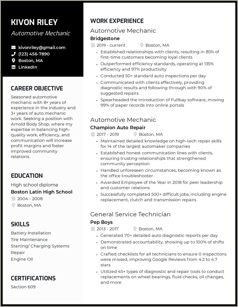 Demonstrating Different Types Of Work On Resume