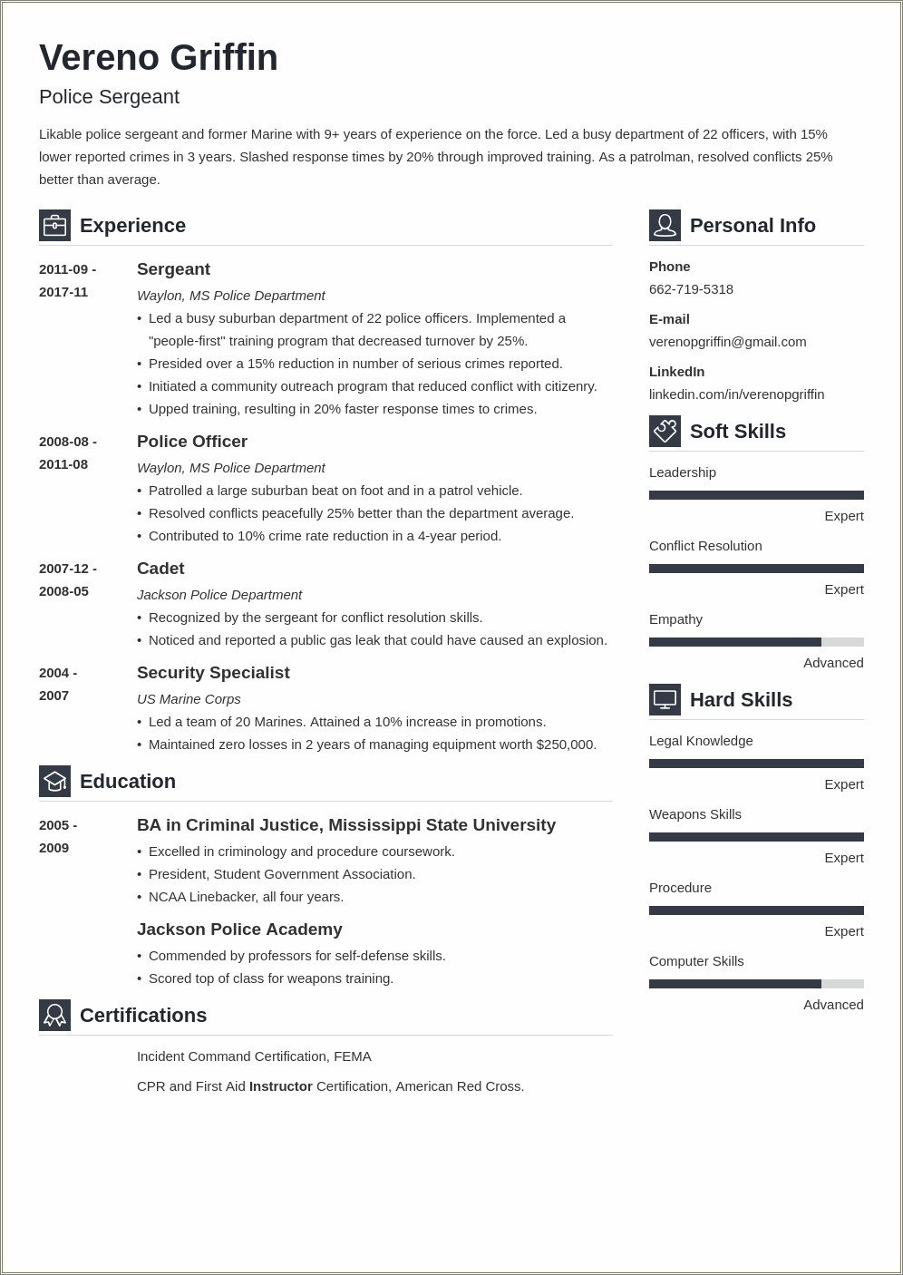 Deputy Sheriff Resume No Experience Sample