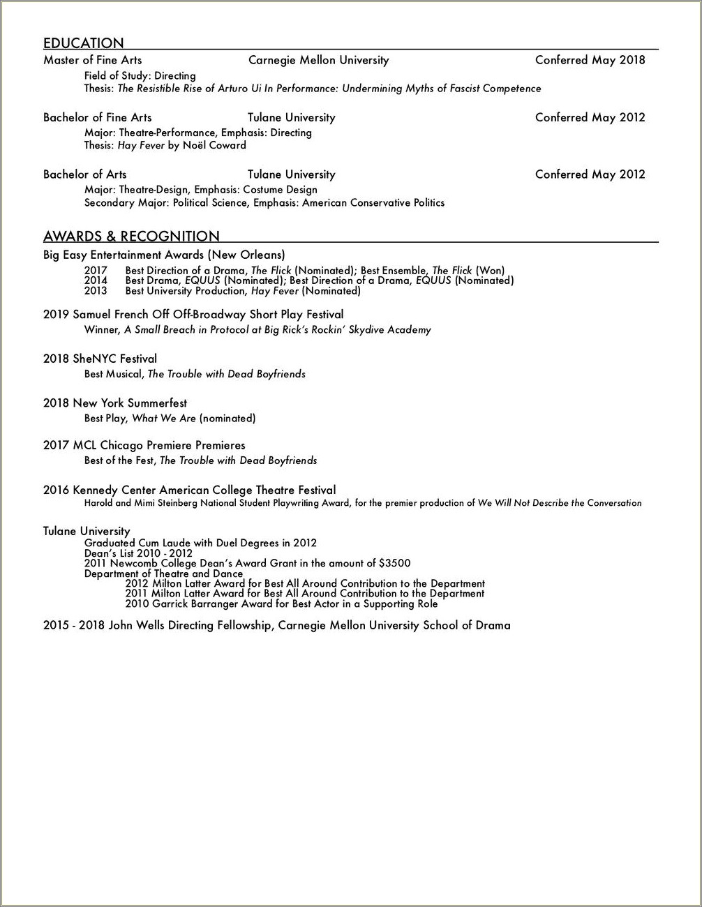 Describe Thesis Work On A Resume