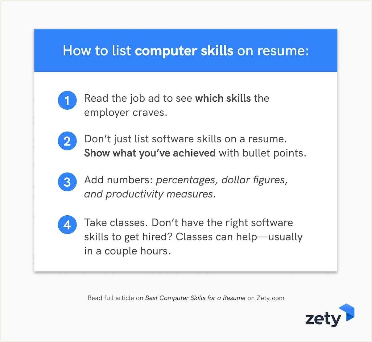 Describe Your Computer Skills Resume Sample