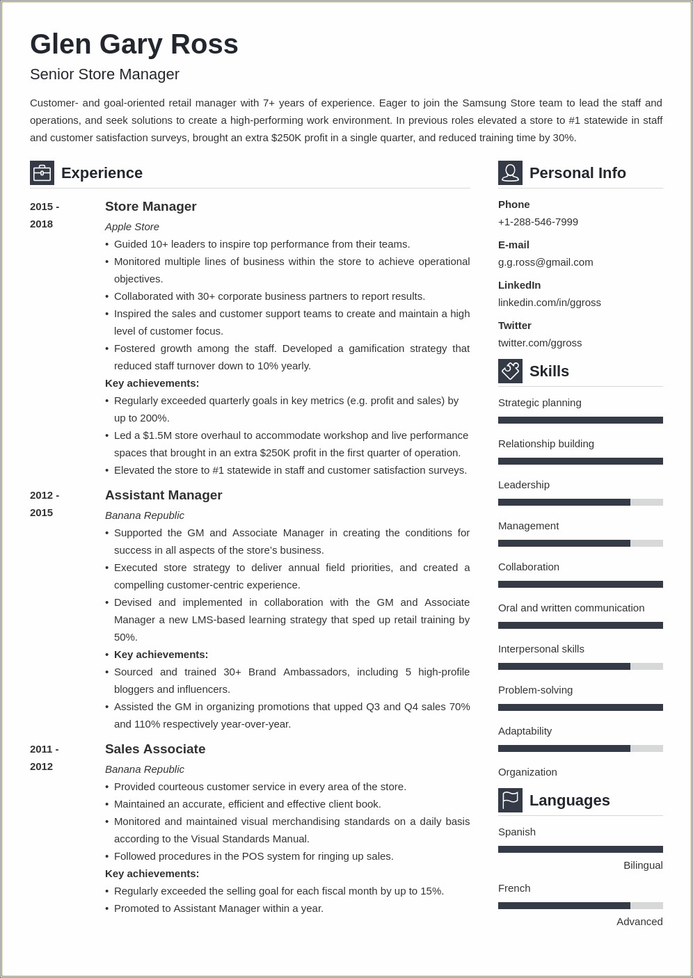 Describing Job Duties On Resume Retail