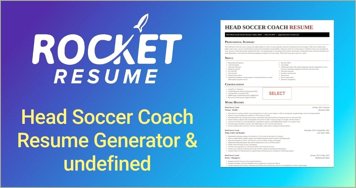 Description For Soccer Coach On Resume