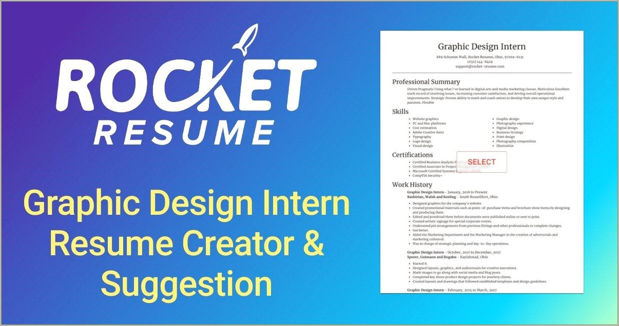 Description Of Graphic Design Intern Resume