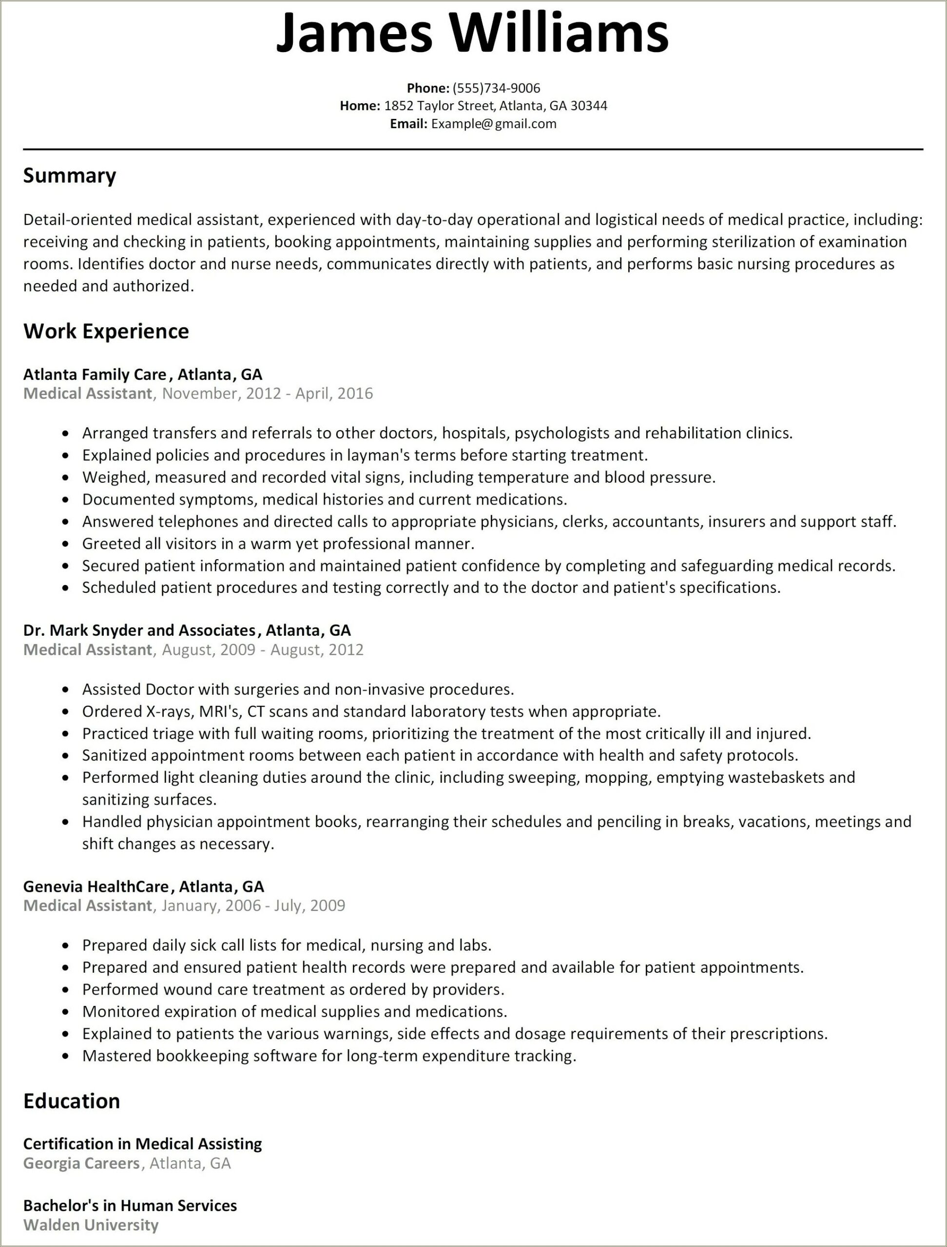 Description Of Nursing Assistant For Resume