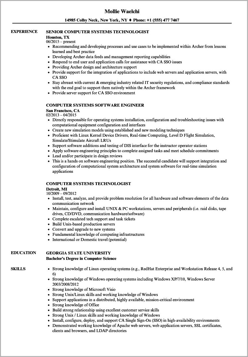 Description Of Operating System Project On Resume