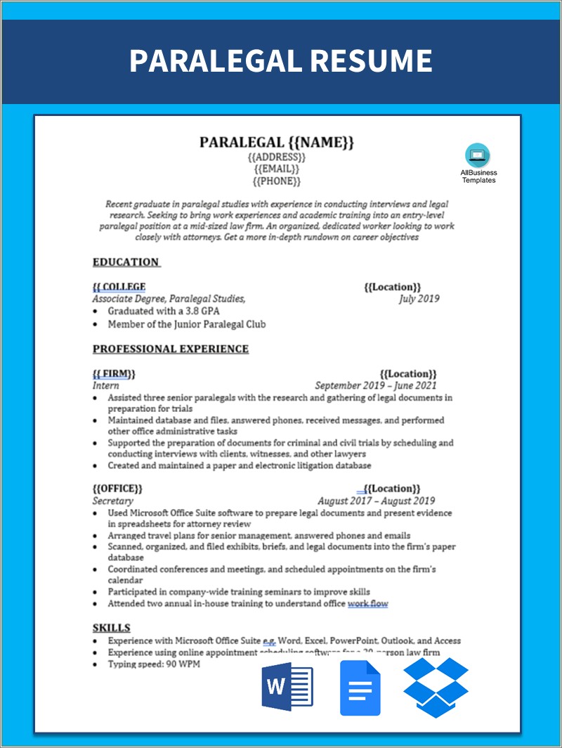 Description Of Paralegal Duties For Resume