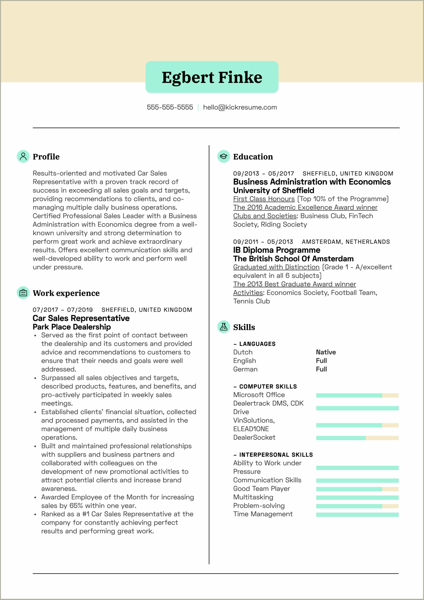 Description Of Sales Representative For Resume