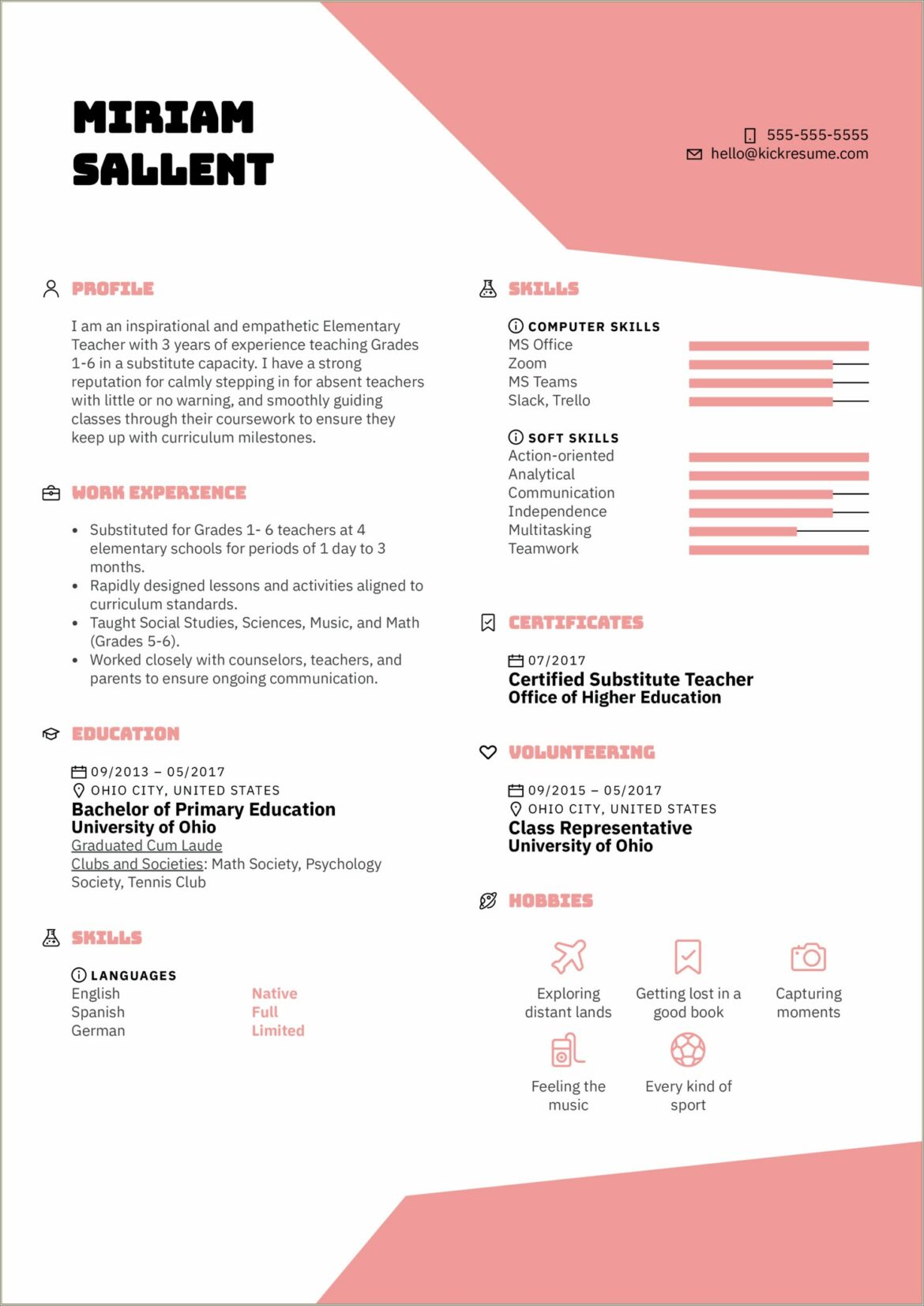 Description Of Substitute Teacher For Resume