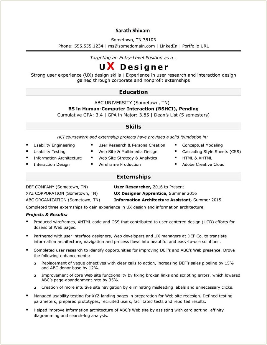 Description On Resume Example Entry Level