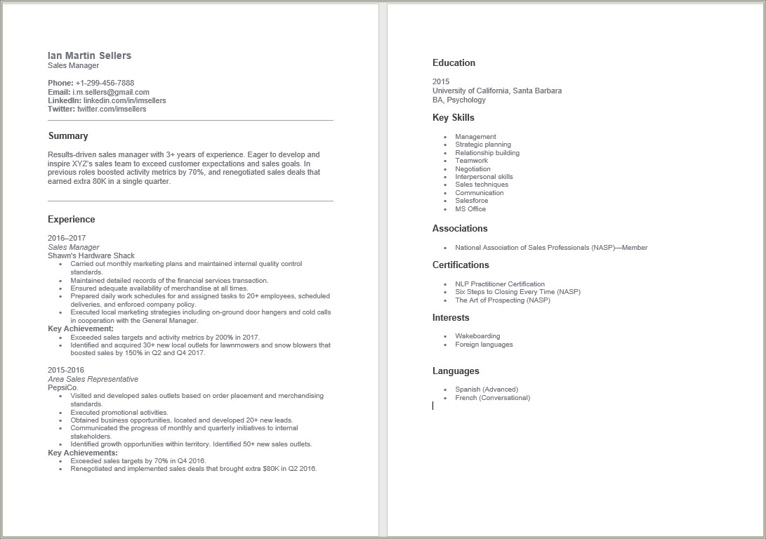 Designing A Resume In Microsoft Word