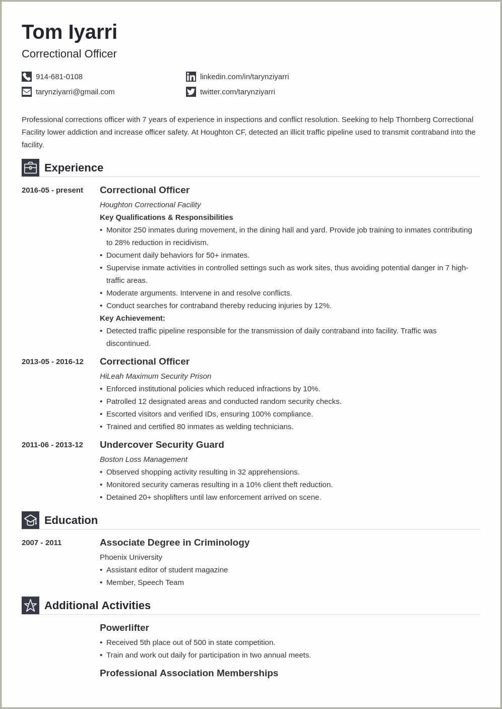 Detention Officer Job Description For Resume