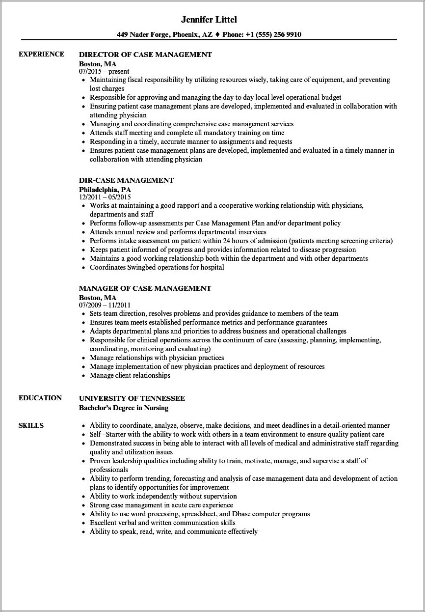 Developed Case Notes Example On Resume