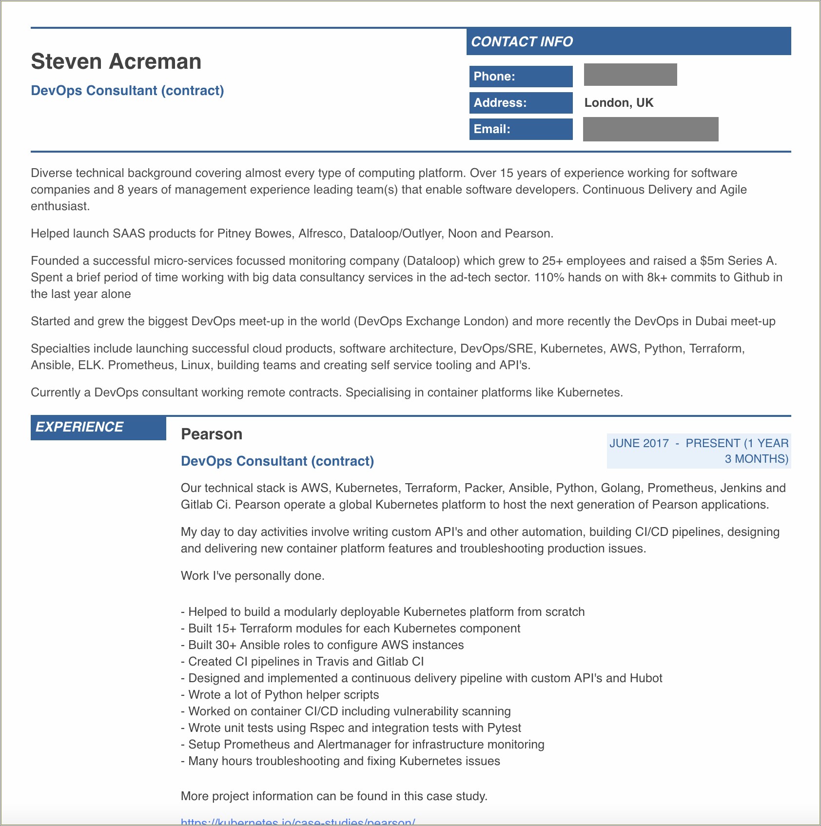 Devops Resume For 10 Years Experience
