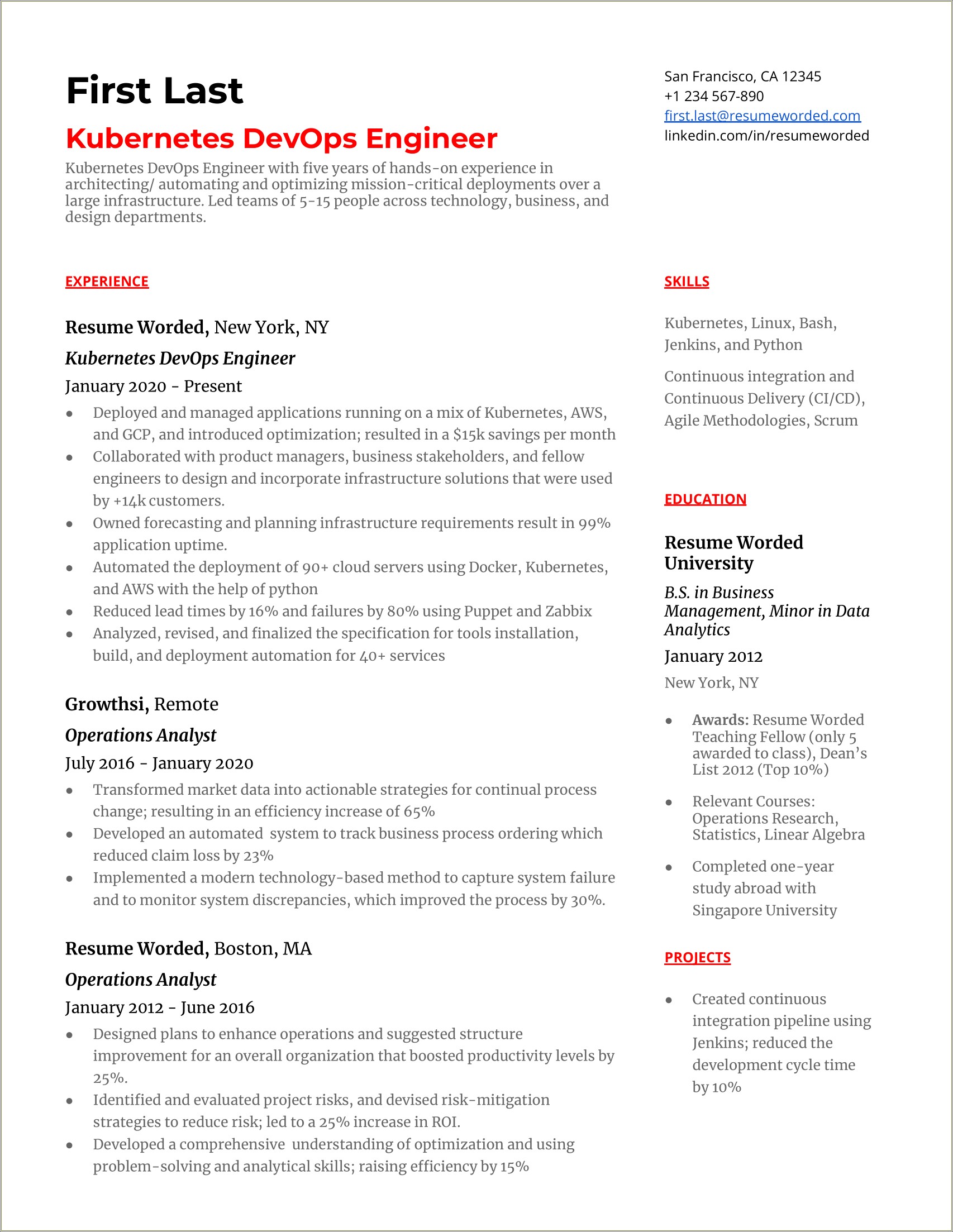 Devops Resume Over 8 Years Of Experience