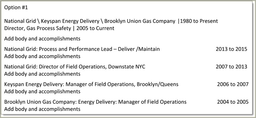 Different Job Titles In A Company Resume