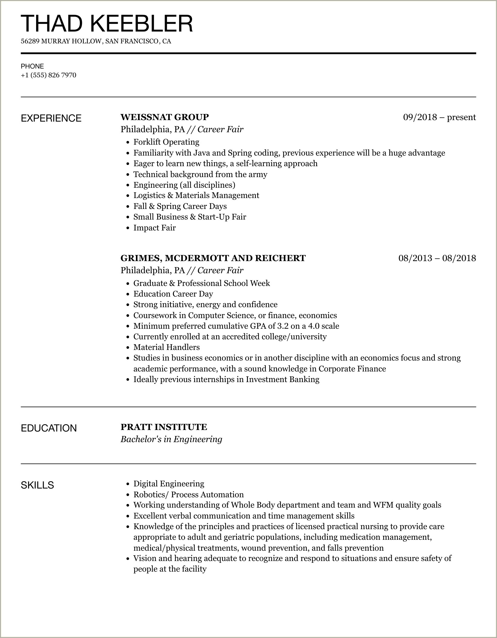 Digital Copy Of Resume To Job Fair