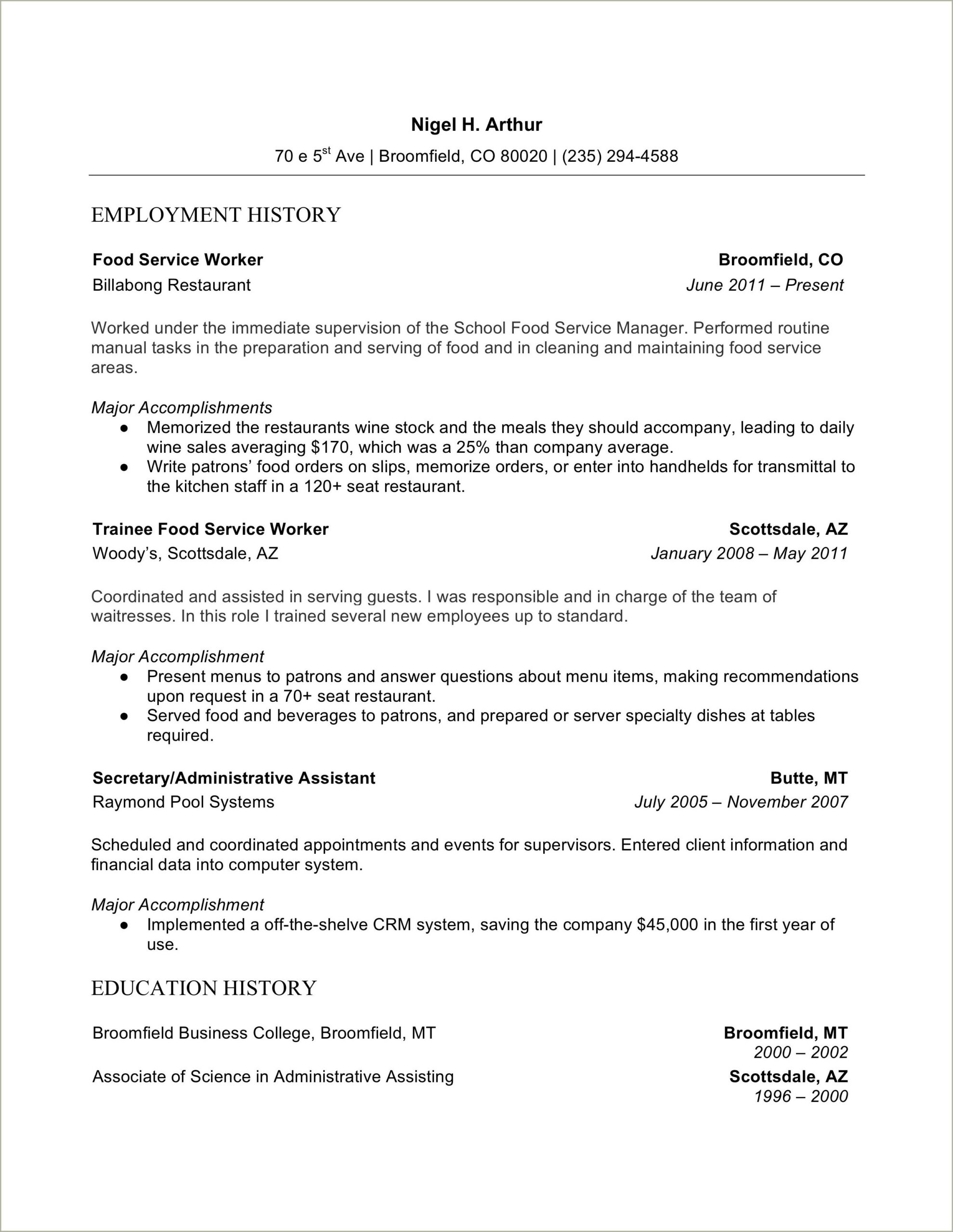Direct Service Worker Job Description For Resume