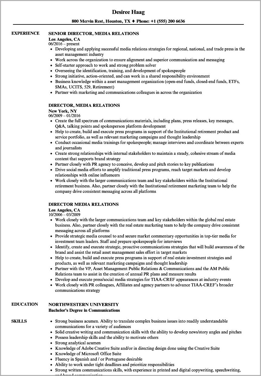 Director Of Iso Relations Resume Examples